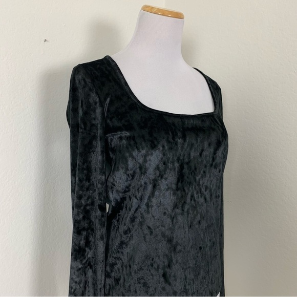 Vince Crushed Velvet Square Neck Top Womens M Black Romantic Velour Witchy Goth - Picture 16 of 16
